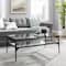 42" Black Two Tier Glass and Metal Coffee Table